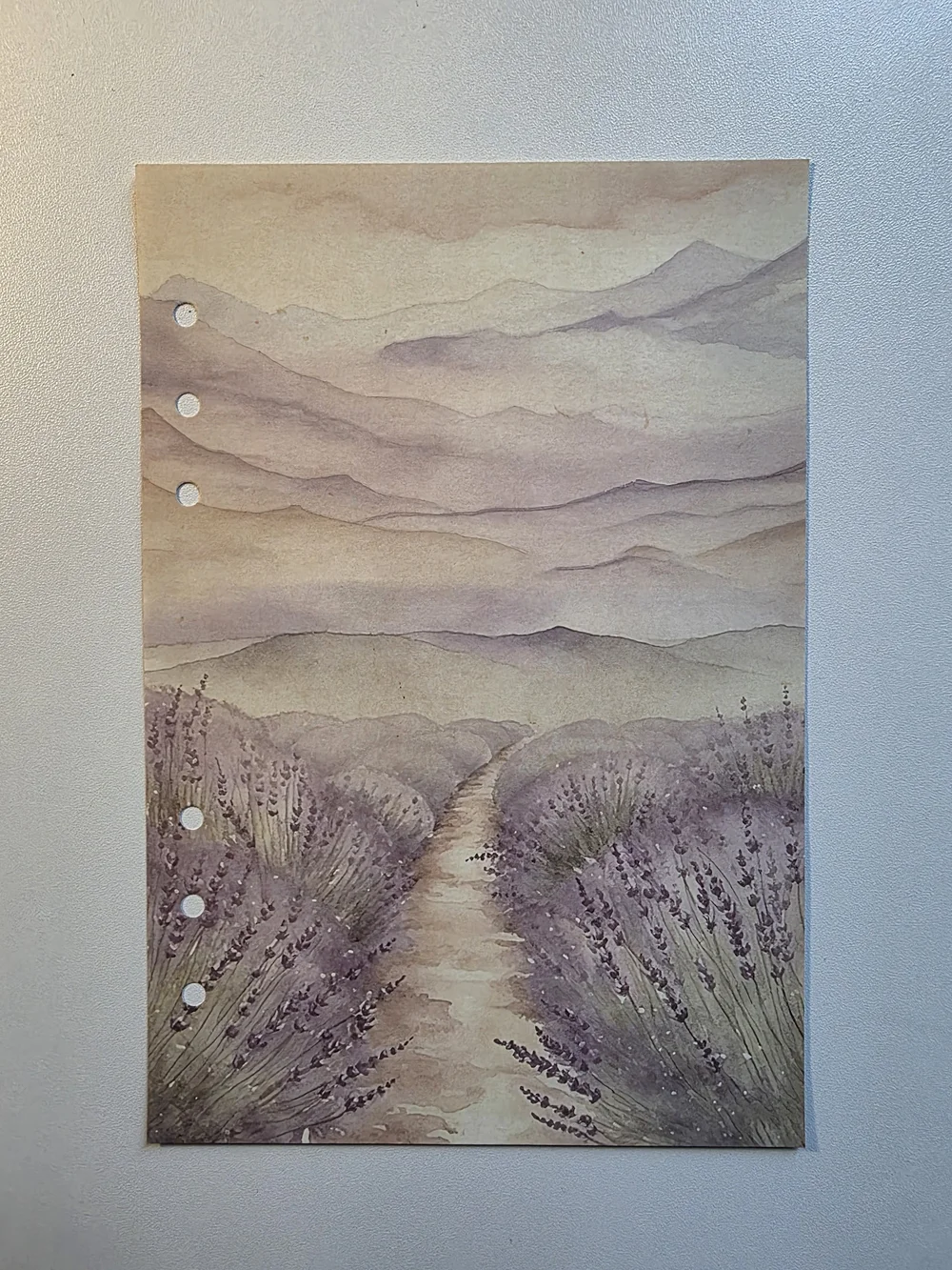 A5 Lavender Floral Lined Note Paper Set - Purple